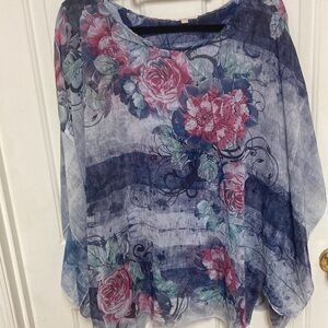 3/$20… bundle and save 
G Collection Blue and Pink Floral Blouse Relaxed Fit